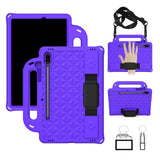 Samsung Galaxy Tab S7 Tough Case w. Pencil Holder, Strap & Shoulder Strap - Purple