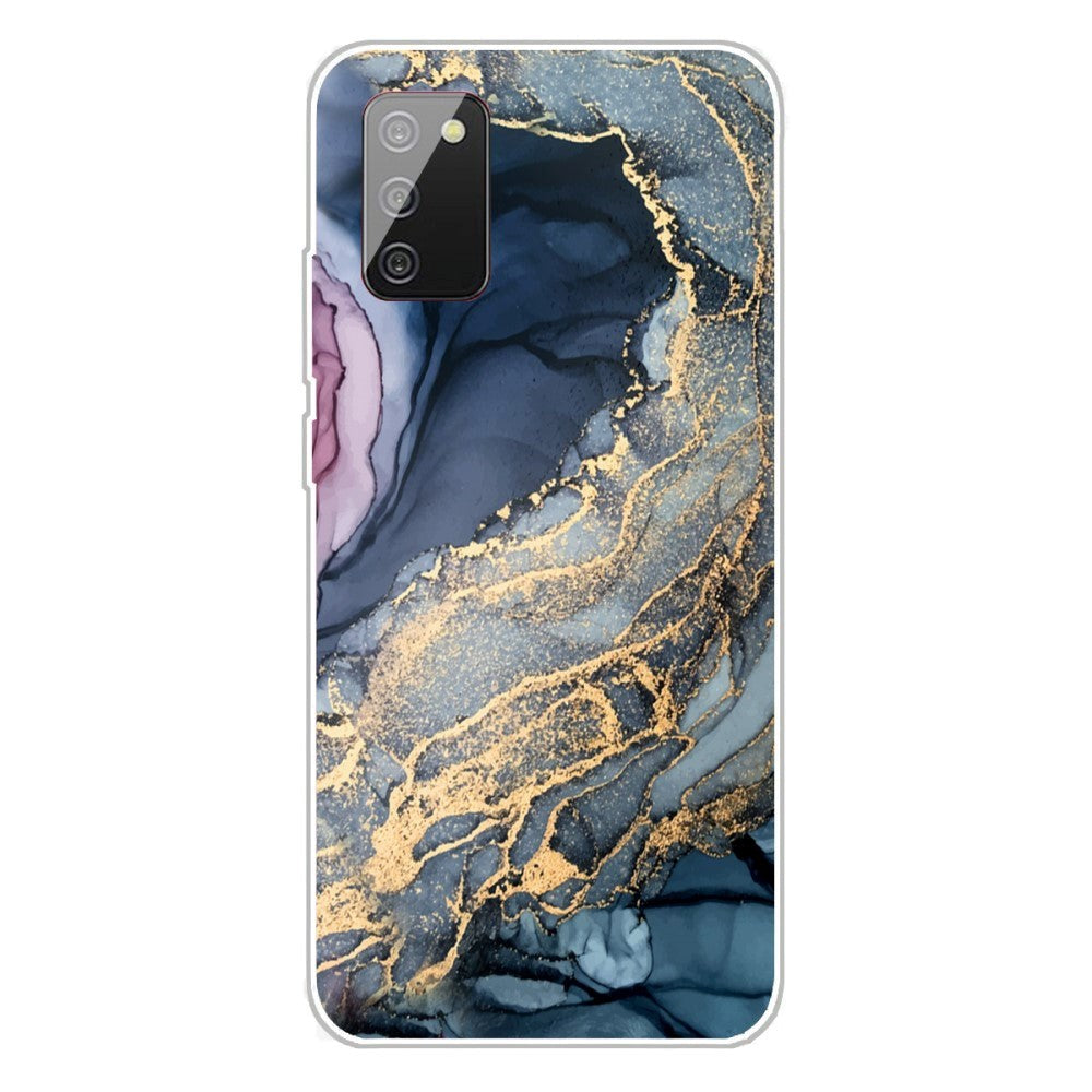 Samsung Galaxy A02s Flexible Plastic Case - Flowing Ink Gold Print