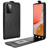 Samsung Galaxy A72 (4G / 5G) Vertical Flip Leather Case w. Card Holder - Black