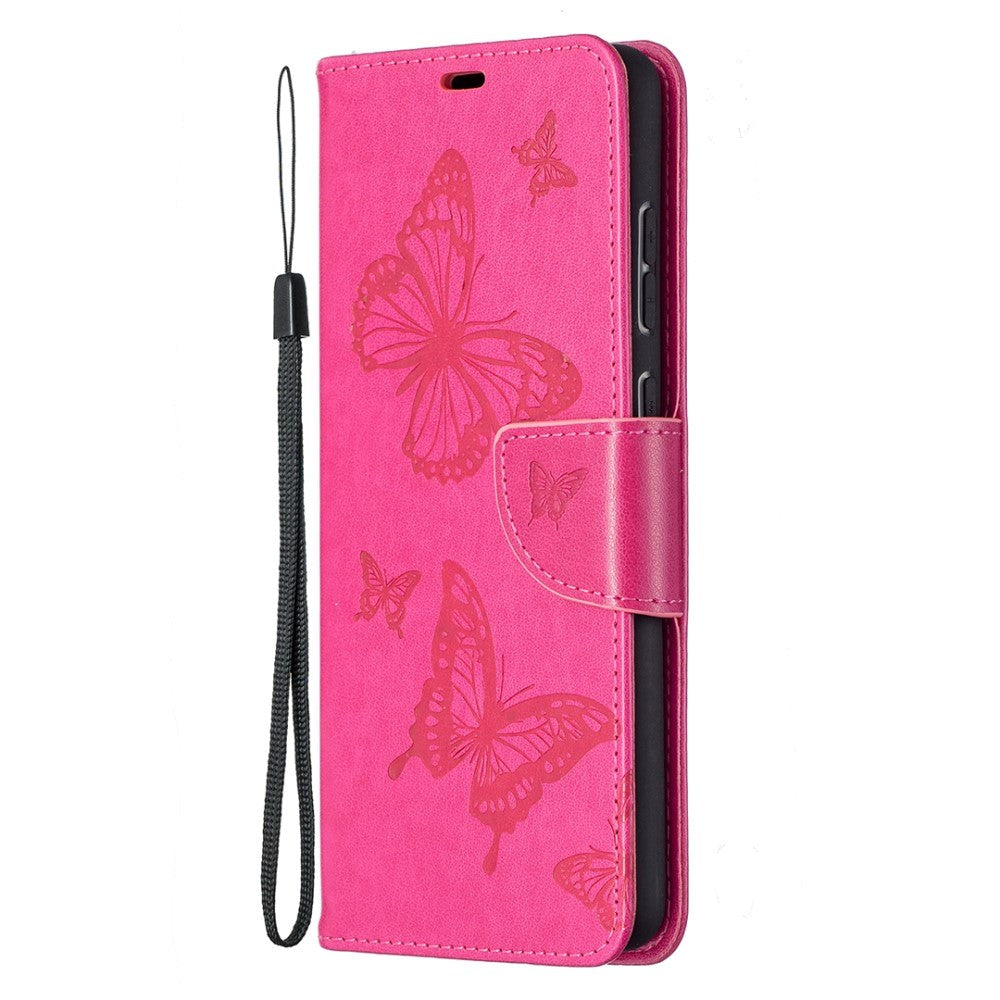 Samsung Galaxy A72 (4G / 5G) Leather Wallet Case - Butterflies Imprint - Pink