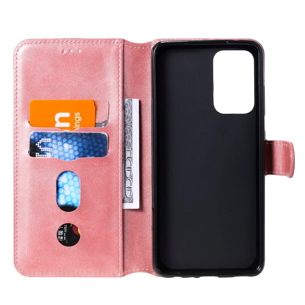 Samsung Galaxy A52S (5G) / A52 (4G / 5G) Sleek Leather Flip Case w. Card Holder & Stand Function - Rose Gold