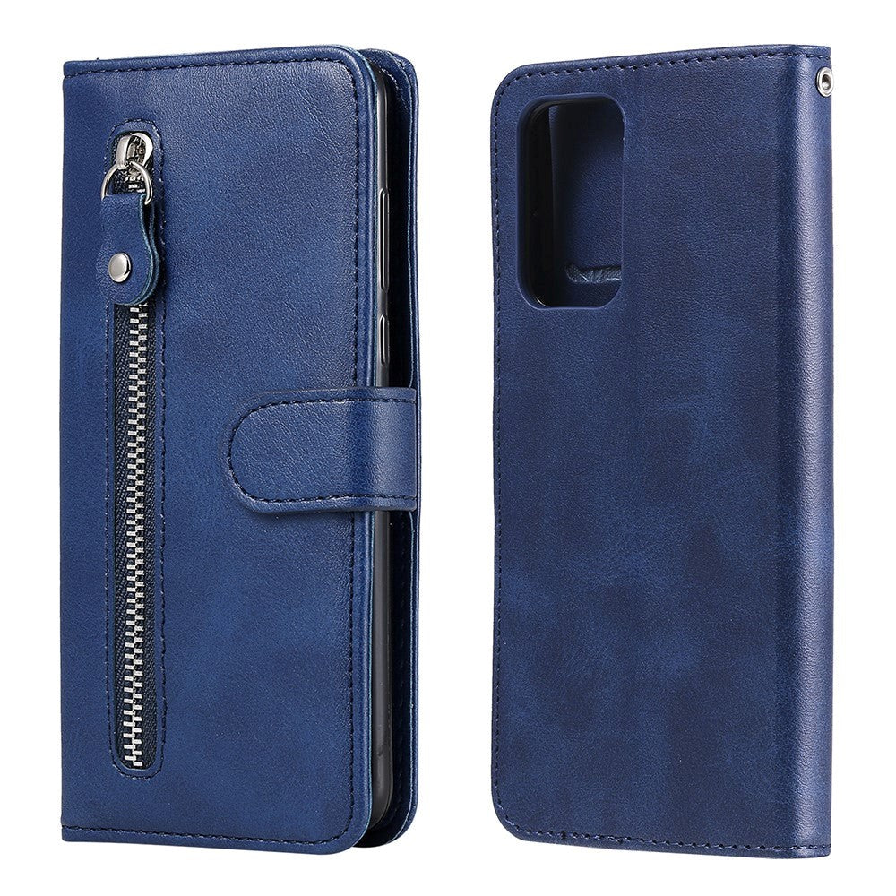 Samsung Galaxy A52s (5G) / A52 (4G / 5G) Leather Case w. Zipper pocket - Blue