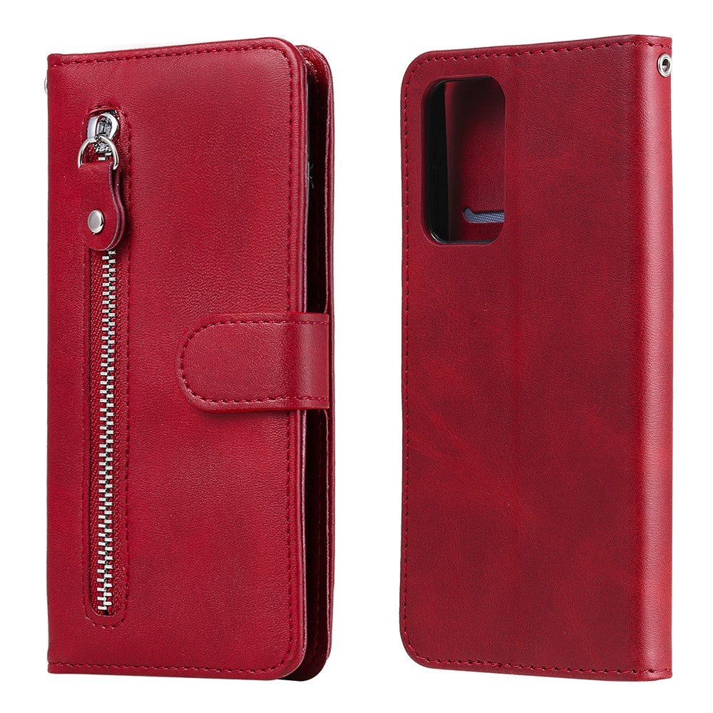 Samsung Galaxy A52s (5G) / A52 (4G / 5G) Leather Case w. Zip pocket - Red