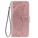 Samsung Galaxy A52s (5G) / A52 (4G / 5G) Leather Case w. Butterfly wallet - Rose Gold