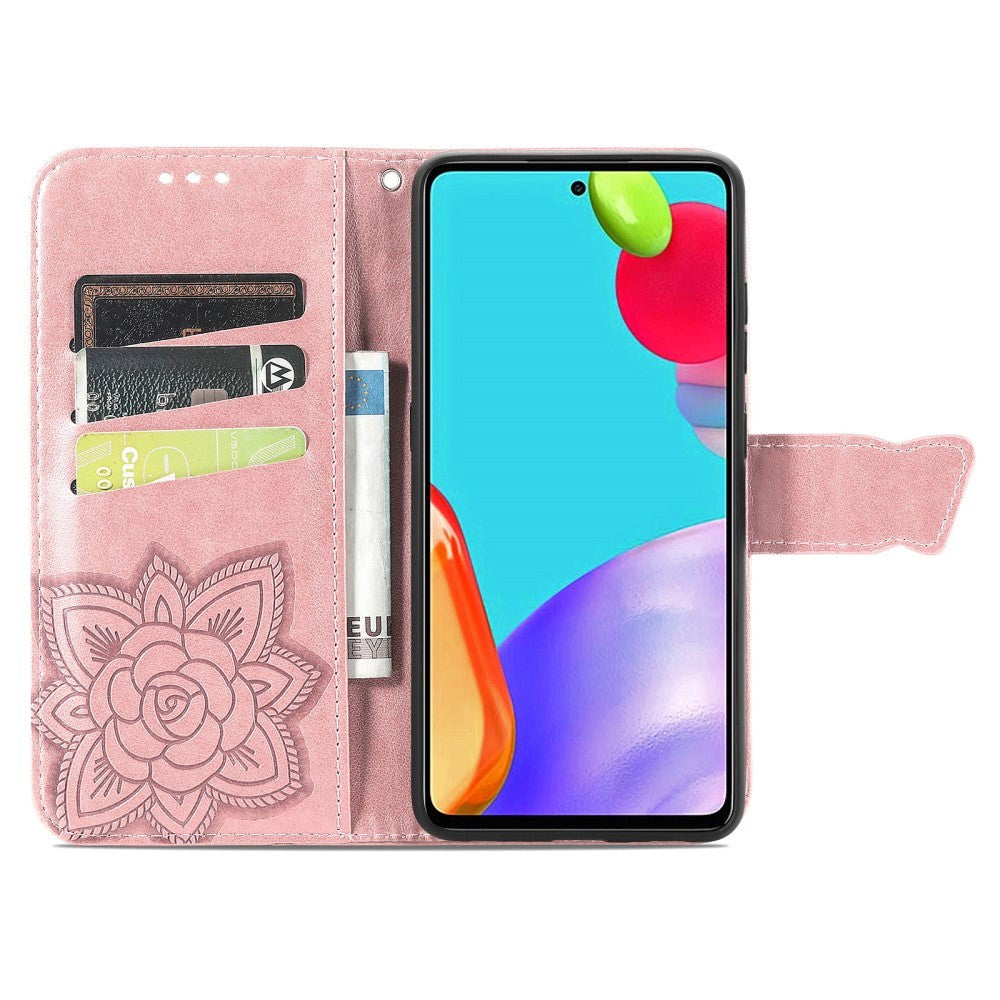 Samsung Galaxy A52s (5G) / A52 (4G / 5G) Leather Case w. Butterfly wallet - Rose Gold