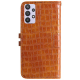 Samsung Galaxy A72 (4G / 5G) Crocodile Leather Wallet Case - Brown