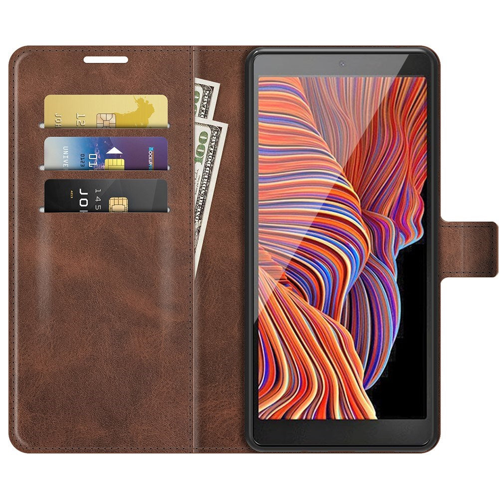 EIDERWOOD Samsung Galaxy Xcover 5 Faux Leather Flip Case with Cardholder & Stand Function - Brown