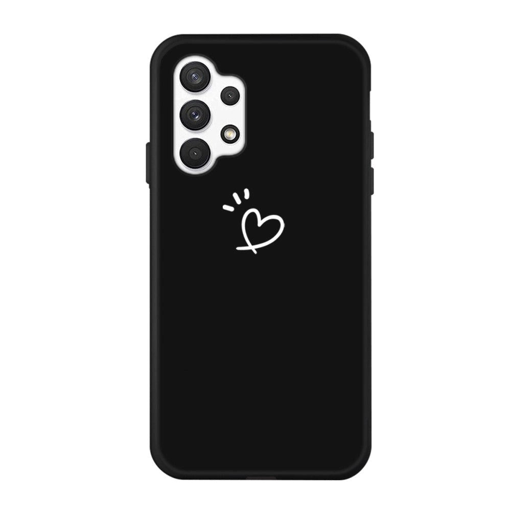 Samsung Galaxy A32 (4G) Flexible Plastic Case w. Heart Print - Black