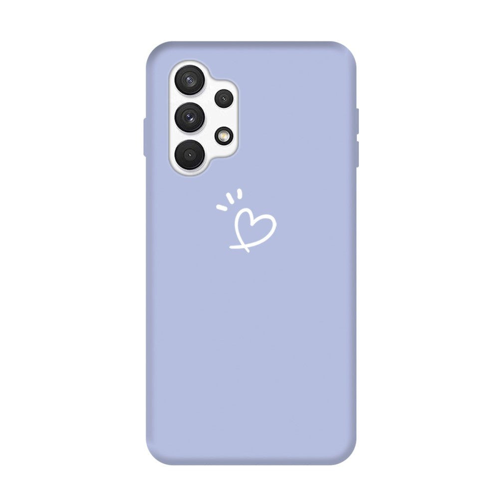 Samsung Galaxy A32 (4G) Flexible Plastic Case w. Heart Print - Purple