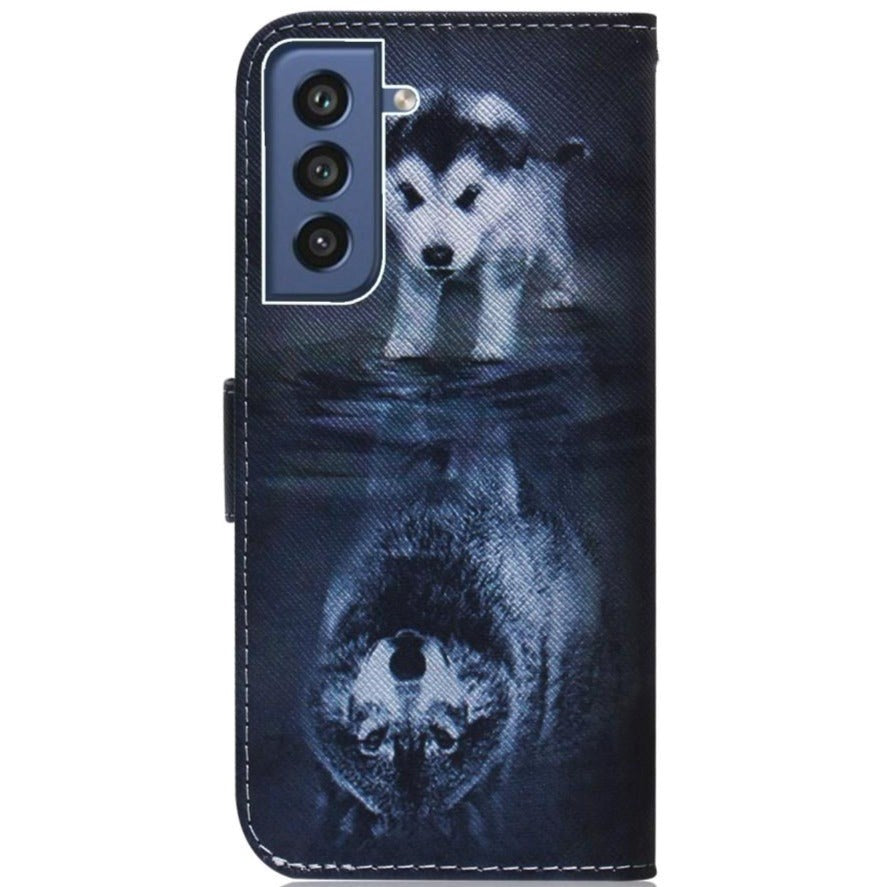 Samsung Galaxy S21 FE (5G) Leather Wallet Case - Dog & Wolf