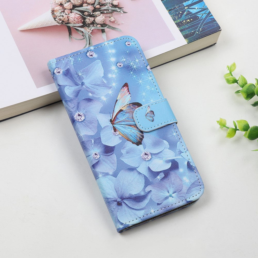 Samsung Galaxy A22 (5G) Leather Wallet Case - Blue Butterfly