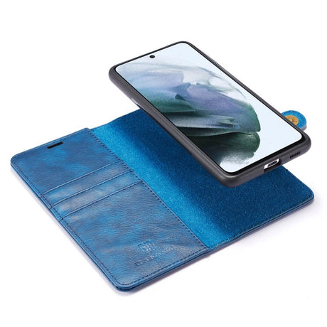 Samsung Galaxy S21 FE (5G) DG.MING Retro Leather Magnet Wallet Case - 2 in 1 - Blue