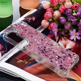 Samsung Galaxy S21 FE (5G) Transparent Glitter Case - Pink Hearts