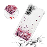 Samsung Galaxy S21 FE (5G) Transparent Glitter Case - Pink Hearts