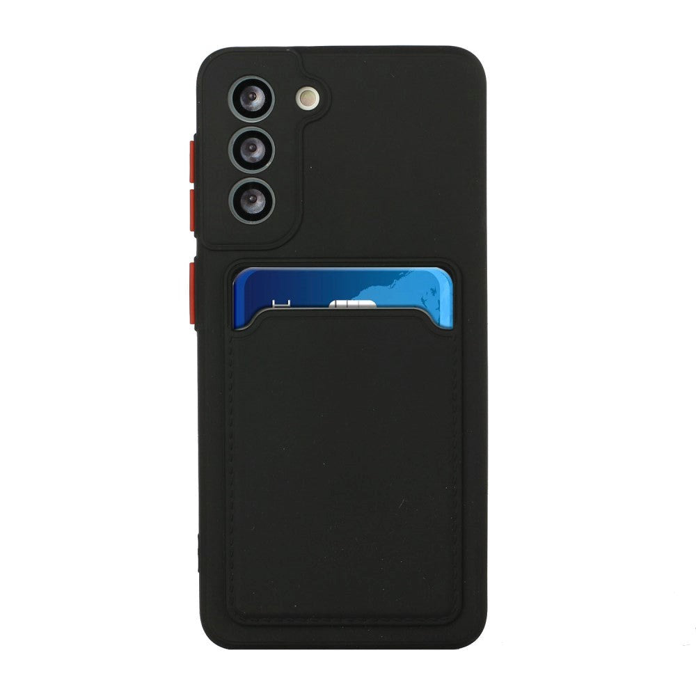 Samsung Galaxy S21 Flexible Plastic Case w. Card Holder - Black