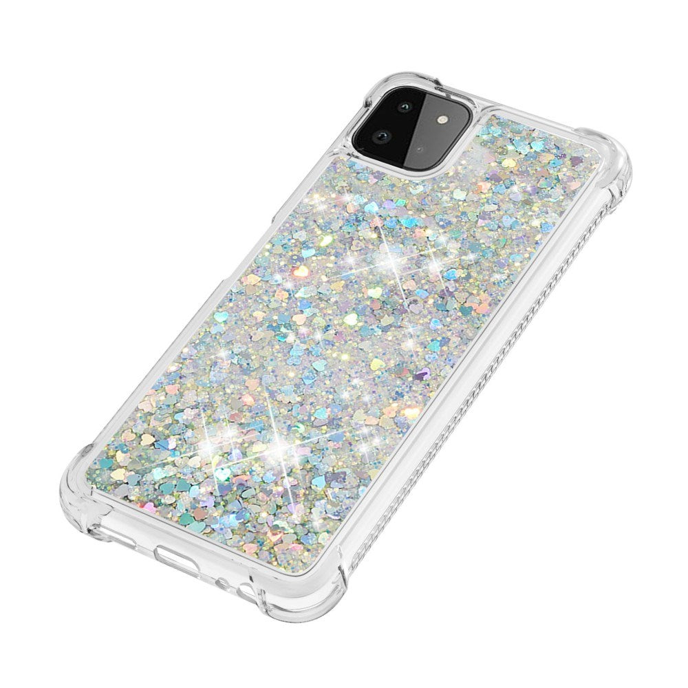 EIDERWOOD Samsung Galaxy A22 (5G) Flexible Plastic Case with Liquid Glitter - Silver