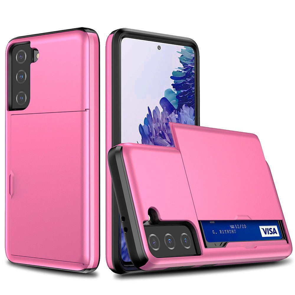 Samsung Galaxy S21 FE (5G) Hybrid Tough Case w. Card Holder - Pink