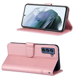 Samsung Galaxy S21 FE (5G) Leather Flip Case w. Stand & Card Holder - Pink