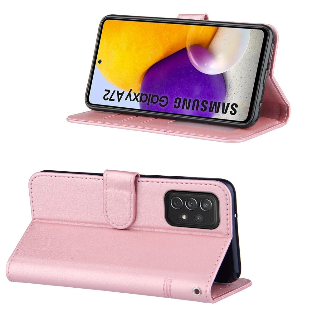 Samsung Galaxy A72 (4G / 5G) Leather Flip Case w. Stand & Card Holder - Pink