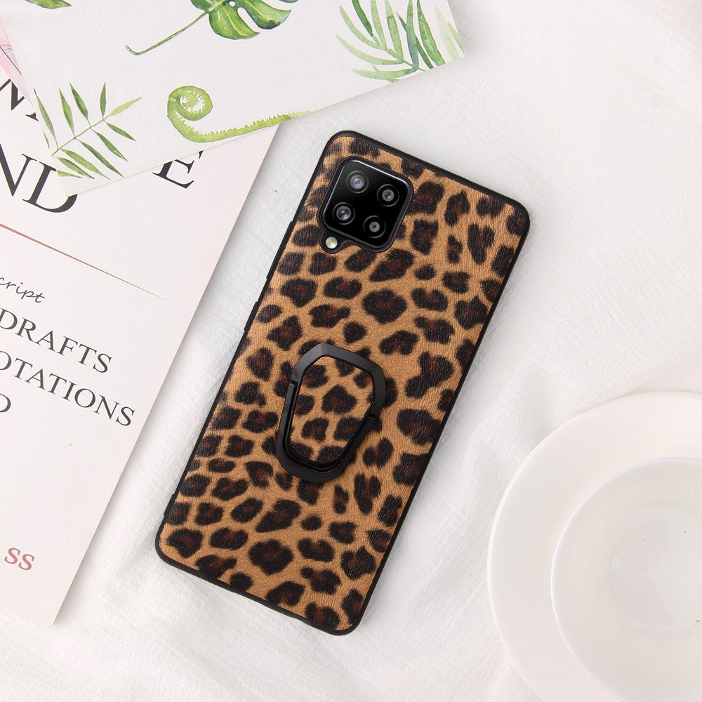 Samsung Galaxy A42 (5G) Plastic Case w. Magnetic Kickstand Finger Ring - Leopard