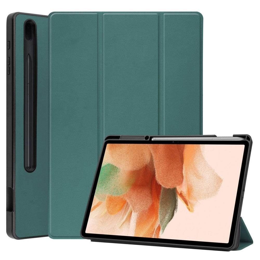 Samsung Galaxy Tab S7 FE Tri-fold Flip Case w. Sleep / Wake-up Function - Green