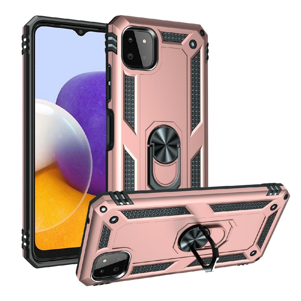 Samsung Galaxy A22 (5G) Hybrid Tough Case w. Magnetic Kickstand - Rose Gold