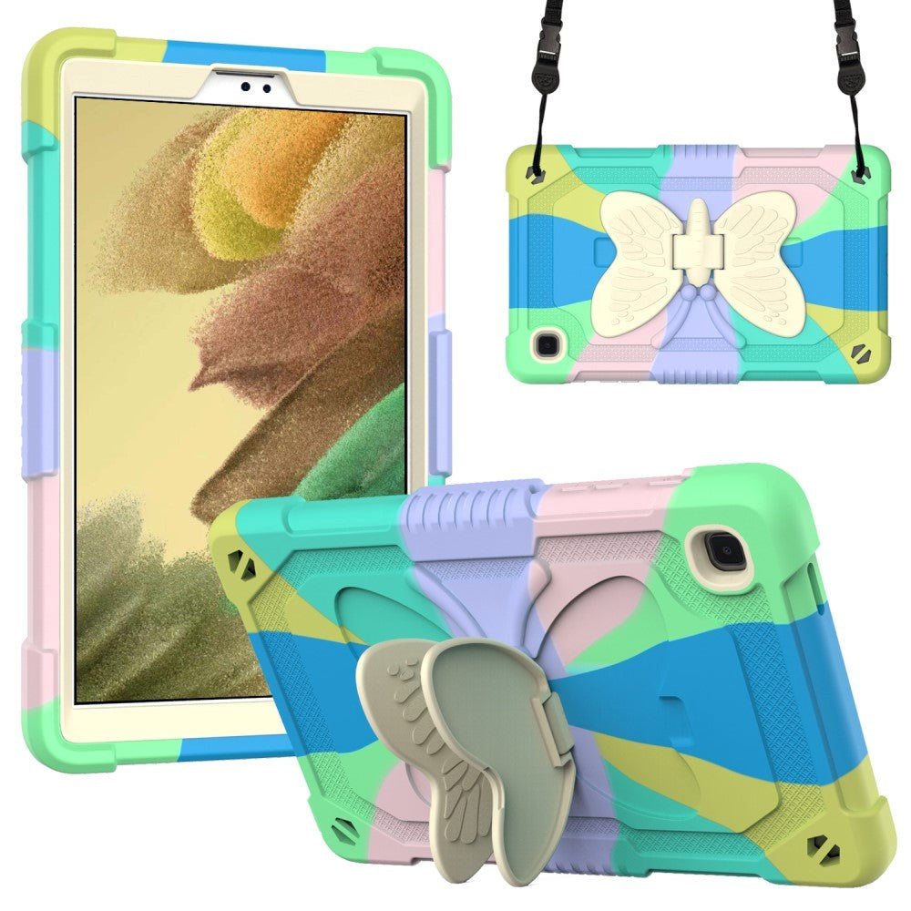 Samsung Galaxy Tab A7 Lite Kids Case - Butterfly Kickstand Case - Rainbow V3