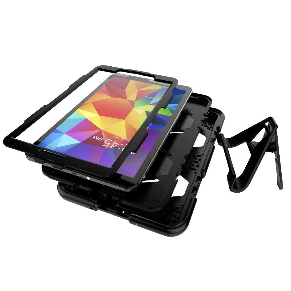 Samsung Galaxy Tab A 10.1" Hard Carry Tough Case w. Flip Stand & Screen Protector - Black