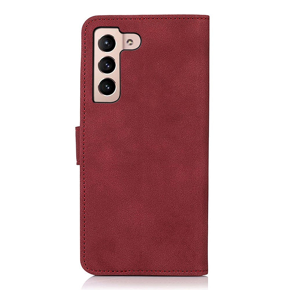 Samsung Galaxy S22 KHAZNEH Leather Retro Wallet Case - Red