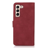 Samsung Galaxy S22 KHAZNEH Leather Retro Wallet Case - Red