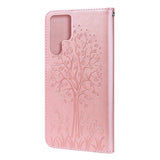 EIDERWOOD Samsung Galaxy S22 Ultra (5G) Vegan Leather Case with Card Holder and Print - Pink