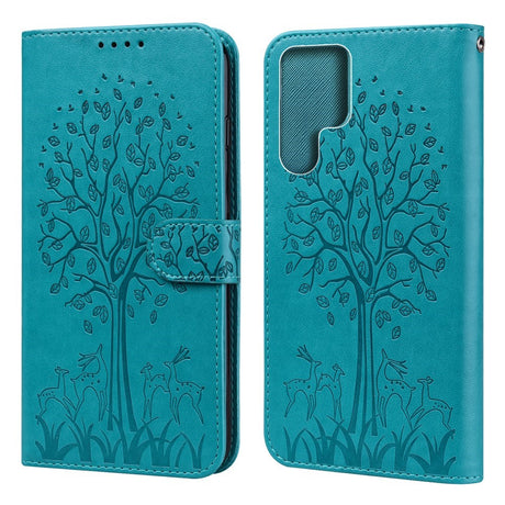 EIDERWOOD Samsung Galaxy S22 Ultra (5G) Vegan Leather Case with Card Holder and Print - Blue