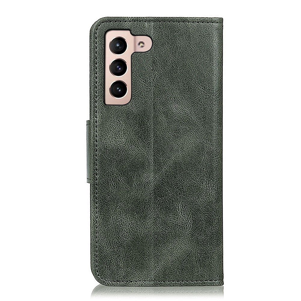 Samsung Galaxy S22 Vintage Texture Leather Wallet Case - Green