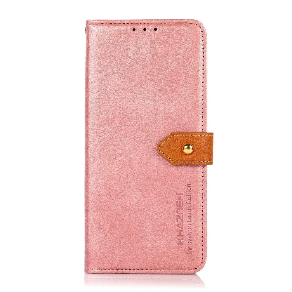 Samsung Galaxy S22 Khazneh Leather Wallet Case & Golden Clasp - Rose Gold