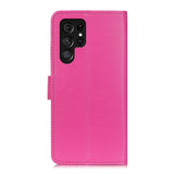 Samsung Galaxy S22 Ultra Litchi Leather Wallet Case - Pink