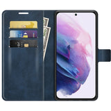 Samsung Galaxy S22+ (Plus) Shiny Leather Wallet Case - Blue