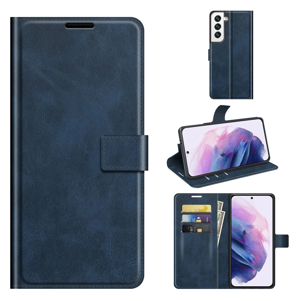 Samsung Galaxy S22+ (Plus) Shiny Leather Wallet Case - Blue