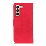 Samsung Galaxy S22 Khazneh Retro Leather Wallet Case - Red