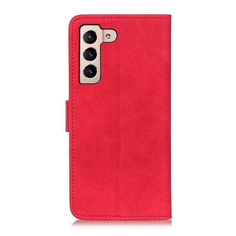 Samsung Galaxy S22 Khazneh Retro Leather Wallet Case - Red