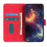 Samsung Galaxy S22 Khazneh Retro Leather Wallet Case - Red