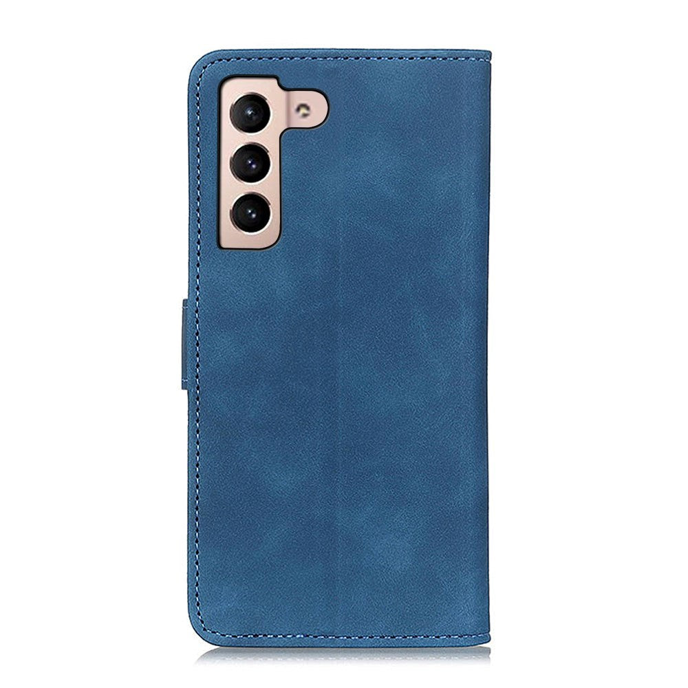 Samsung Galaxy S22 Khazneh Retro Leather Wallet Case - Blue