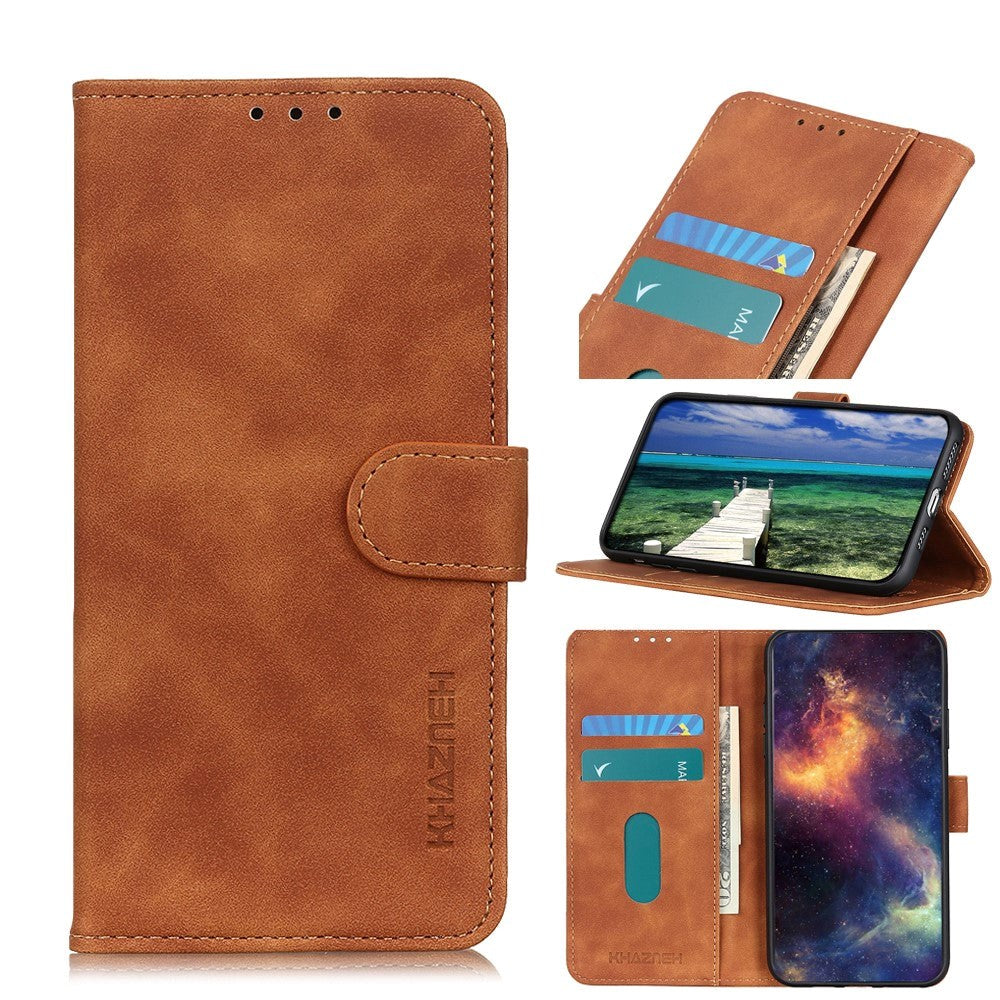 Samsung Galaxy S22 Khazneh Retro Leather Wallet Case - Brown