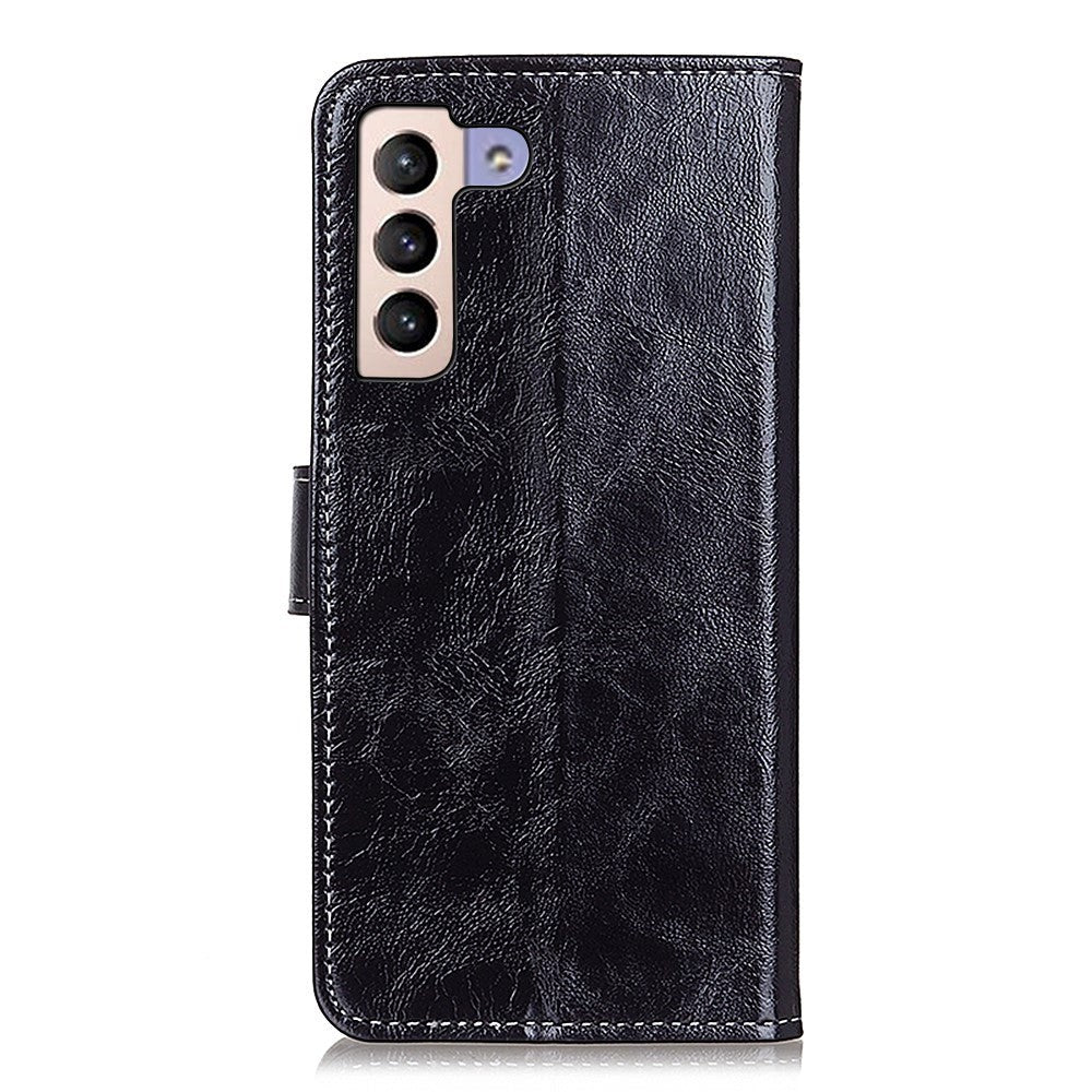 Samsung Galaxy S22+ (Plus) Vintage Look Leather Wallet Case - Black