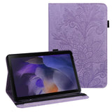 Samsung Galaxy Tab A8 10.5" (2021) - Wallet Case - Flowers Imprint - Purple