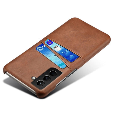 Samsung Galaxy S22 Leather Coated Plastic Case w. Card pockets - Brown