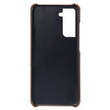 Samsung Galaxy S22 Leather Coated Plastic Case w. Card pockets - Brown