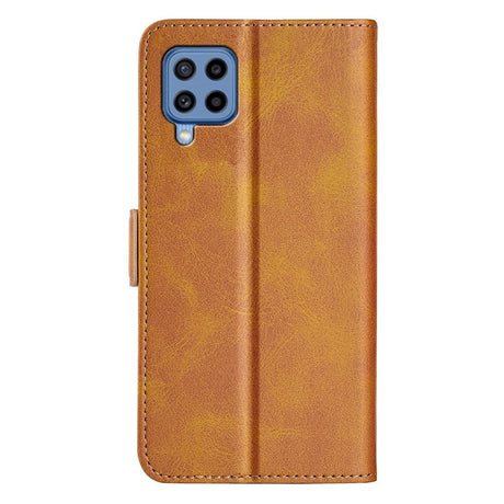 Samsung Galaxy M22 / M32 Leather Wallet Case & Kickstand - Brown