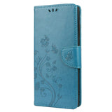 Samsung Galaxy S22 Ultra Leather Wallet Case Butterflies & Flowers - Blue