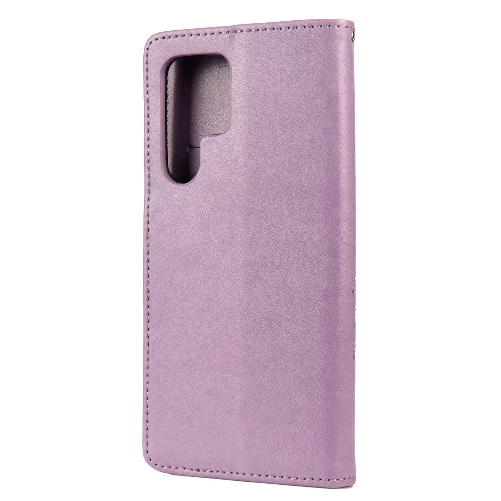 Samsung Galaxy S22 Ultra Leather Wallet Case Butterflies & Flowers - Purple