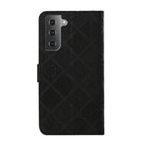 Samsung Galaxy S22+ (Plus) Leather Wallet Case Pattern with Flowers - Black